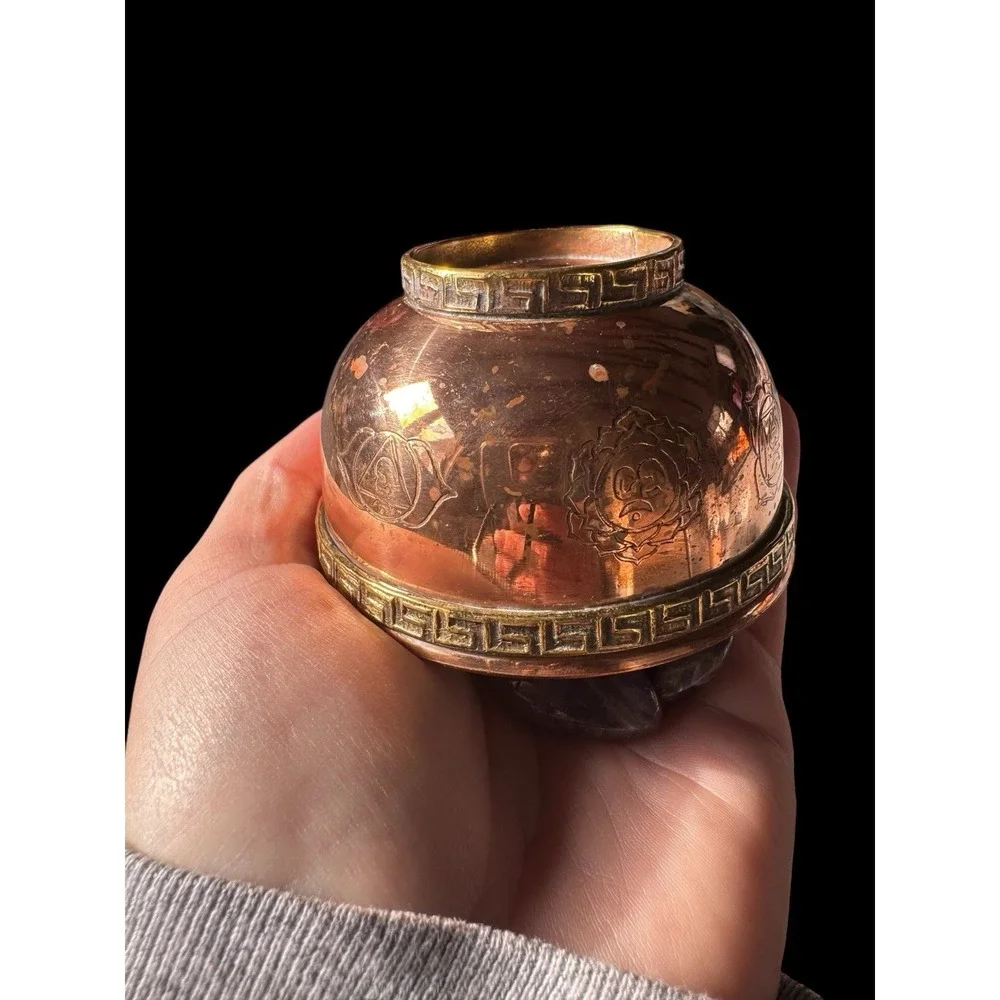 Copper Offering Bowls 3'' With Polished Amethyst Stones